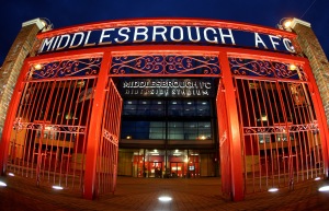 MIDDLESBROUGH, UNITED KINGDOM - OCTOBER 29:  A general view of the front gates to the Riverside Stadium before the Barclays Premier League match between Middlesbrough and Manchester City at the Riverside Stadium on October 29, 2008 in Middlesbrough, England.  (Photo by Richard Heathcote/Getty Images)